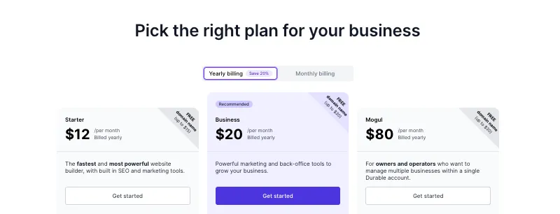 Durable AI Review: Durable AI Pricing Plans